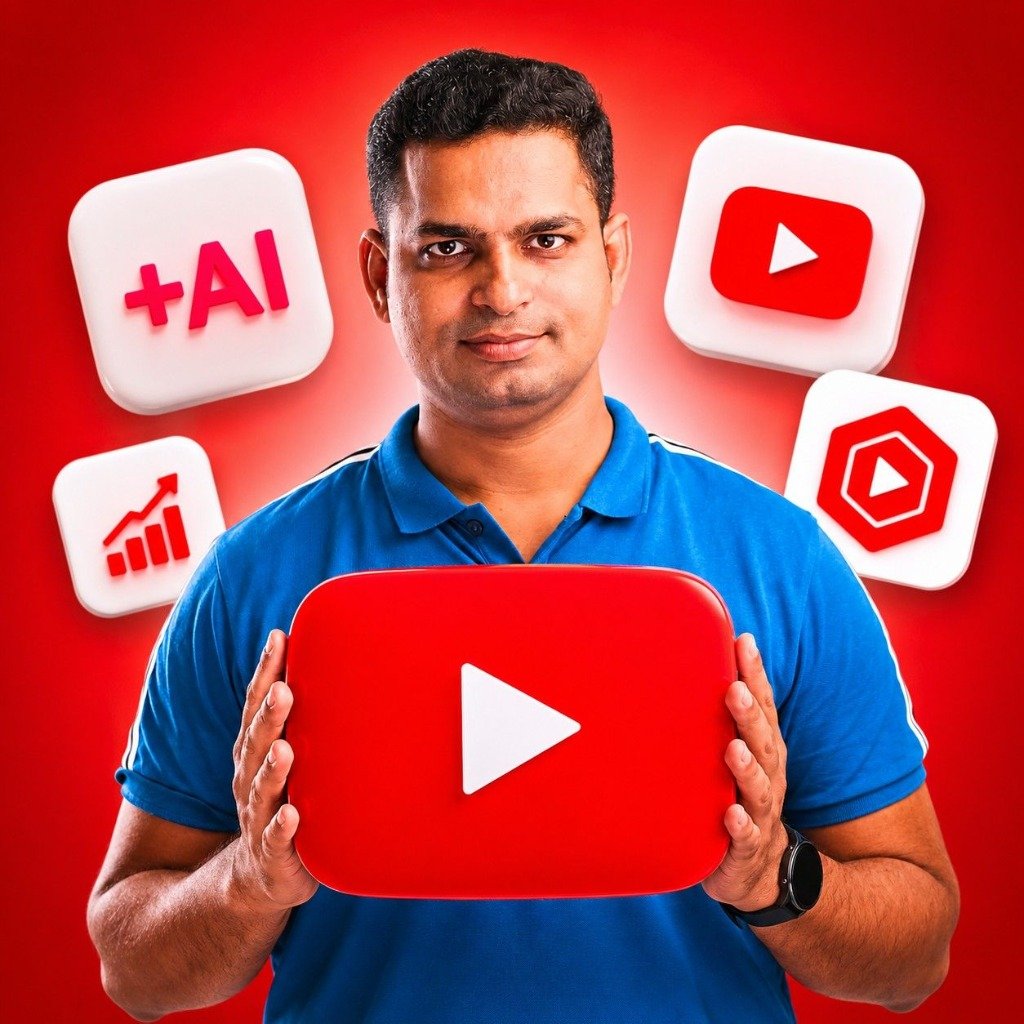 Ratish Jha - YouTube Lead Gen Creator holding play button